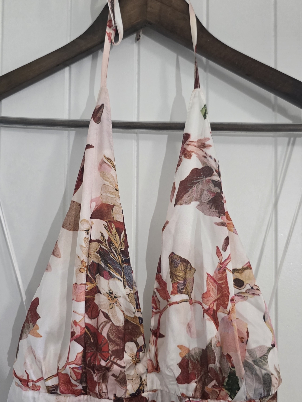 Floral Halter Maxi Dress White Pink Red Boho Beach Resort Women's 8 - Picture 3 of 15